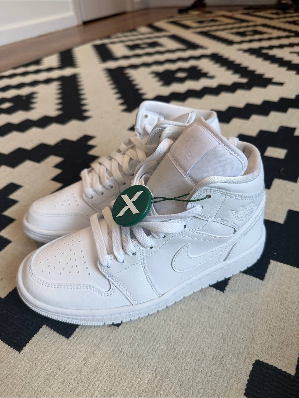 Nike Air Jordan Mid Triple White High-Top Leather Sneakers